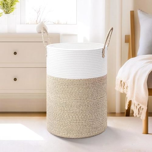 Artfeel Laundry Basket, Woven Cotton Rope Laundry Hamper 40L