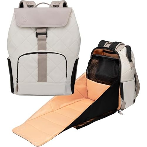 PAPERCLIP Jojo Diaper Bag Backpack with Patented Changing Station - Unisex Baby Bag for Travel - Large Eco-Friendly Diaper Bags for Mom and Dad (Mushroom)