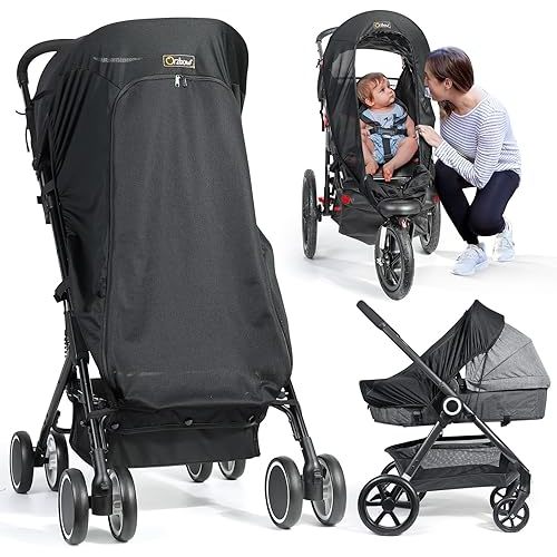 Orzbow Stroller Sun Shade, Universal Baby Sun Shade Cover with Storage Bag, Viewing Window, Breathable and Blocks 99% of The UV Rays(UPF 50+), Easy to Install, Sleep and Sun Shade Cover for Stroller