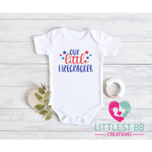 Our Little Firecracker Onesie®- Cute Fourth of July Baby Onesie®- Independence Day Bodysuit, 4th of July Onesie® - Kid Shirt