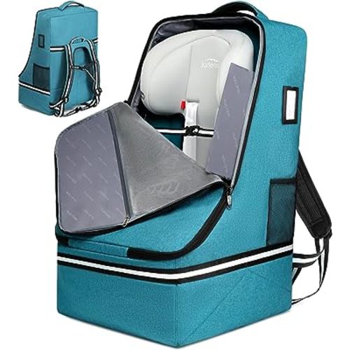Car Seat Travel Bag, Infant Seat Travel Backpack with Padded and Adjustable Shoulder Strap, Car Seat Travel Backpack for Airplane, Large Gate Check Bag for Airplane, Car Seat Bags for Travel, Blue