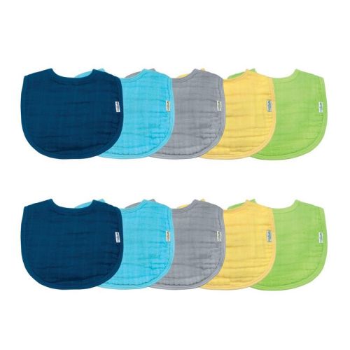 Green Sprouts Muslin Bibs Made From Organic Cotton (10 Pack)-blue Set-0-12mo