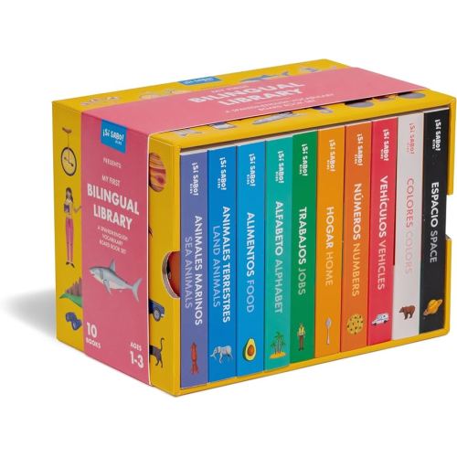 My First Bilingual Library: A Spanish-English Vocabulary Board Book Set of Colors, Numbers, Animals, ABCs, and More (Si Sabo Kids)