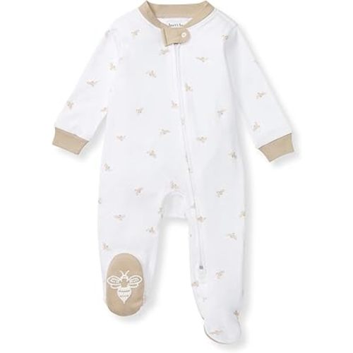 Burt's Bees Baby Boys' Sleep & Play PJs, 100% Organic Cotton One-Piece Zip Front Jumpsuit, Baby Boys Footie Pajamas & PJs