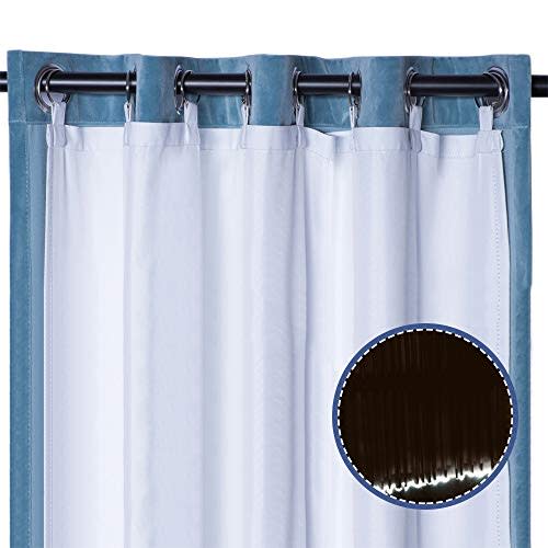 Rose Home Fashion Thermal Insulated Blackout Curtain Liner 2 Panels Per Set-Ring Included- 100% Darkening Blackout Liner for 96 Inch Curtains, Greyish White, W50 x L92