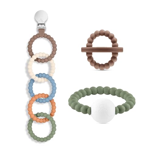 Ryan & Rose Cutie Clinks Attachable Teether Chew Toy for Babies (Ultimate Teething Set (Handsome))