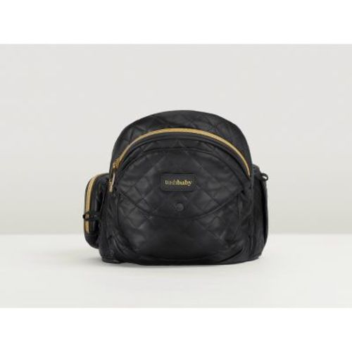 Tushbaby Vegan Leather Hip Seat Baby Carrier - Black Quilted w/ Gold