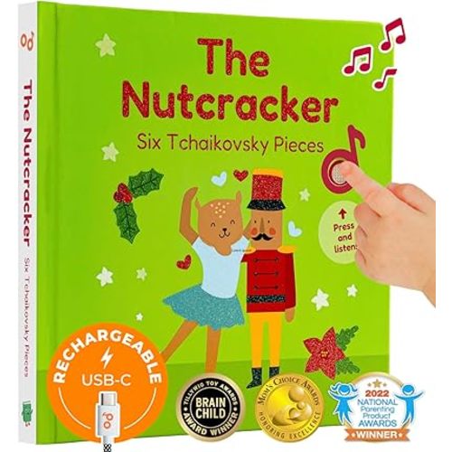 Cali's Books The Nutcracker Book for Children | Rechargeable USB Musical Book for Toddlers 1-3 | The 6 Excerpts from Tchaikovsky's Nutcracker | Ballet Gift for Kids
