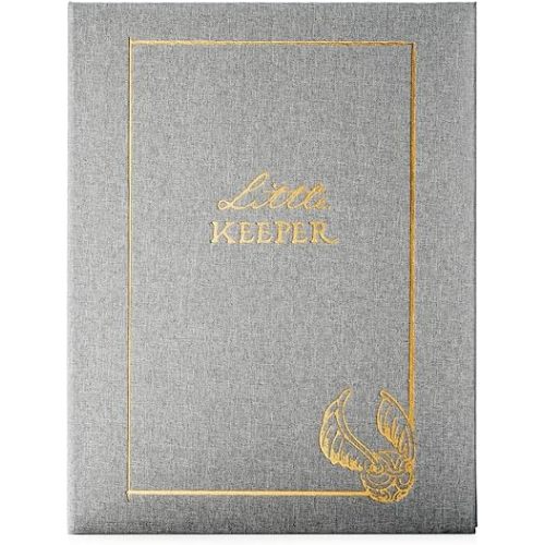 Conquest Journals Harry Potter Little Keeper Baby Album, Capture Magical Memories, Baby Shower to Age 5, Grey Linen Cover, Lay Flat Spiral, 66-Guided Journal Pages, 9'' x 11.5'', Officially Licensed