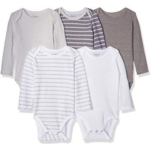 Hanes Baby and Toddler Ultimate Flexy Long Sleeve Bodysuit (5 Pack)