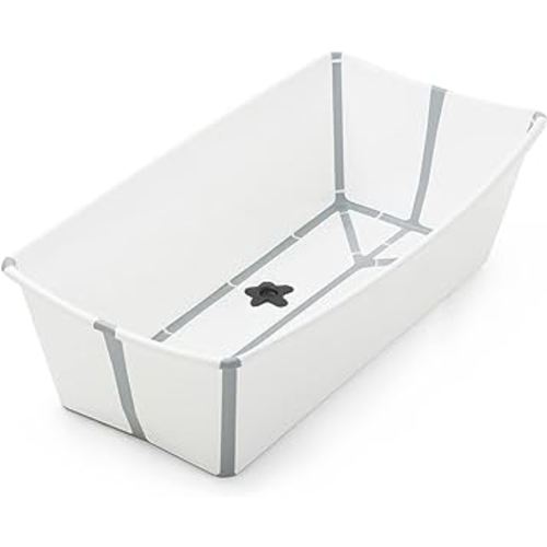 Stokke Flexi Bath X-Large, White - Spacious Foldable Baby Bathtub - Lightweight & Easy to Store - Convenient to Use at Home or Traveling - Best for Ages 0-6