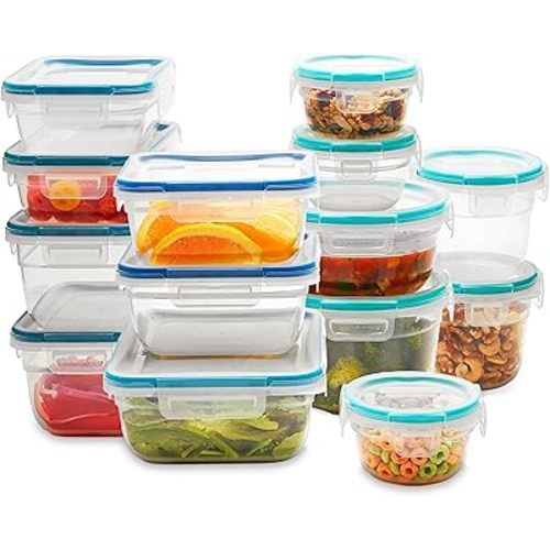 Snapware Total Solutions (14-Pack, Mixed Sizes) Plastic Food Storage Containers Set, Airtight & Leakproof Locking BPA-Free Lids, Freezer Dishwasher Microwave Safe