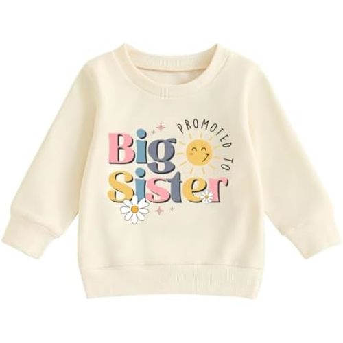 Big Sister Sweatshirt for Toddler Baby Girl Outfits Big Sis Announcement Pullover Gifts 2-7T