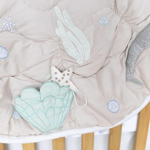 Crane Baby Activity Mat, Interactive Baby Play Mat for Boys and Girls, Sea Life, 36" x 36", Stimulating Baby Toys & Mirror, Infant Play Mat, Tummy Time Baby Floor Mat, Kids Play Mat, Tummy Time Mat
