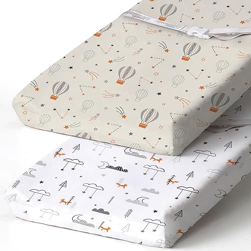 BROLEX Changing Pad Covers for Baby: Boy Girls Ultra Stretchy Soft 2 Pack Starsmoon & Balloon