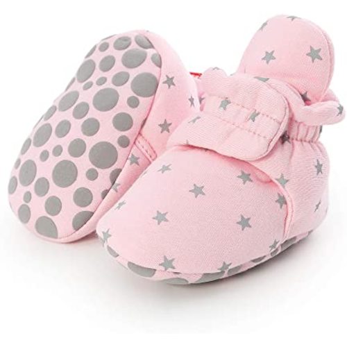HsdsBebe Unisex Newborn Baby Cotton Booties Non-Slip Sole for Toddler Boys Girls Infant Winter Warm Fleece Cozy Socks Shoes