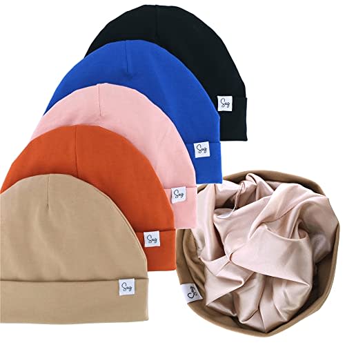 Jersey Beanie Hat for Newborn Baby Boys Girls Silky Satin Lined Hats Bonnet Toddler Infant Little Kids Beanies Caps