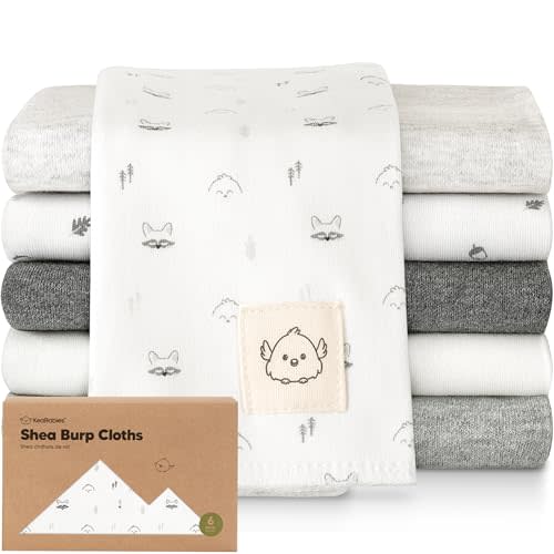 Organic Burp Cloths Baby Boy, Girl - 6-Pack Large Cotton Burping Cloths for Babies, Spit Up Rags, Super Absorbent, Ultra Soft Newborn Cloth Rag, Gender Neutral, Machine Washable, Durable (Neutrals)