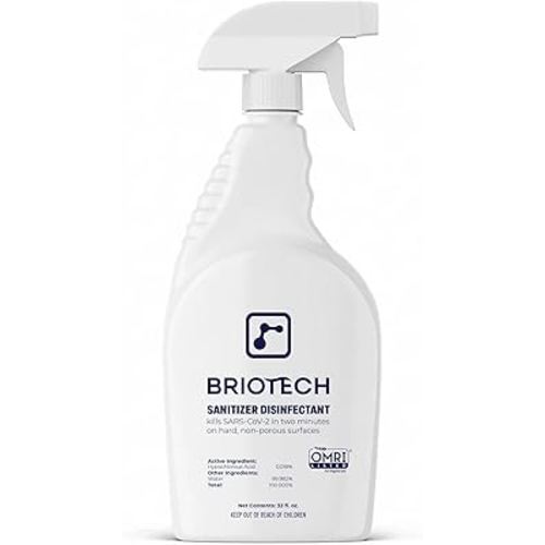 BRIOTECH Sanitizer Disinfectant Hypochlorous Spray, Kill 99.99% of Viruses & Bacteria, Control Mold, Eliminate Odor, Gentle for Nursery & Play Rooms, Food Contact Surface Sanitizer, 32 fl oz