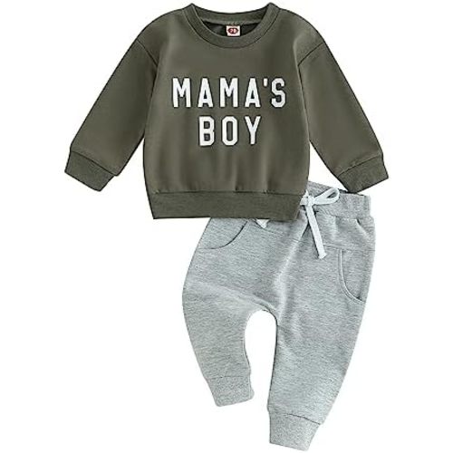 Mamas Boy Clothes Toddler Baby Fall Winter Outfit Long Sleeve Letter Sweatshirt Top Jogger Pants Casual Tracksuit