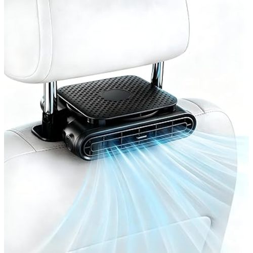 Car Seat Fan with Dual Air Outlets, USB Car Fans for Backseat for Kids for Driver Passenger, Stronger 3 Speeds, Forward or Backward Airflow, Fits in Most Car SUV Trucks(1 Pack No Battery)