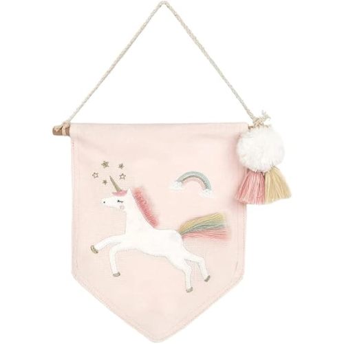 MON AMI Embroidered Unicorn Hanging Wall Canvas Banner – 10”, Wall Décor For Nursery, Kids, Teen’s Bedroom & Playroom