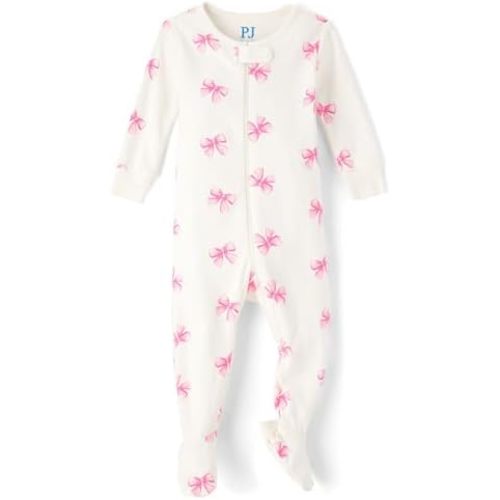 The Children's Place Baby Girl's and Toddler Long Sleeve 100% Cotton Zip-Front One Piece Footed Pajama