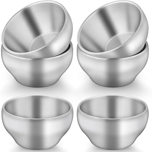 TeamFar Stainless Steel Bowls for Kids, 12oz Metal Baby Toddler Bowls Set of 6, Double-Wall Insulated Kids Bowl for Cereal/Snacks/Soups, Non Toxic, Dishwasher Safe