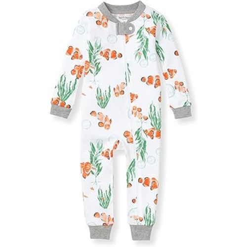 Burt's Bees Baby Baby Boys' Pajamas, Zip-Front Non-Slip Unisex Footed Sleeper Pjs, Organic Cotton