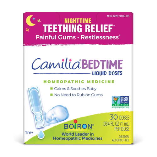 Boiron Camilia Bedtime Teething Drops for Nighttime Relief of Painful, Restlessness, 30 Single Liquid Doses