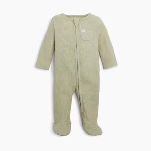 Tiny Kind The Waffle Footie - Lt. Olive, Newborn
