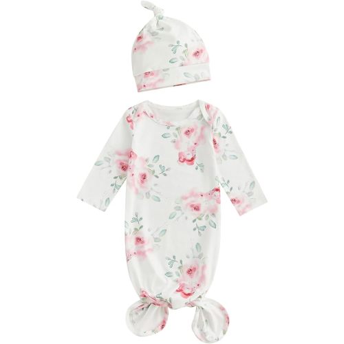 Infant Newborn Baby Girls Floral Sleep Gown Headband Sleepwear Romper Sleeping Bags Outfits