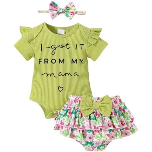 Mioglrie Newborn Infant Baby Girl Clothes Romper Shorts Set Floral Summer Outfits Cute Baby Clothes Girl