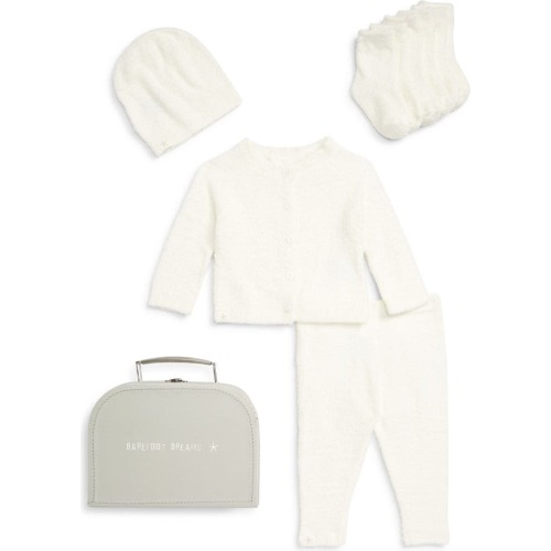 Baby CozyChic® Lite Classic Cardigan, Pants, Socks, Beanie & Suitcase Set, Pearl