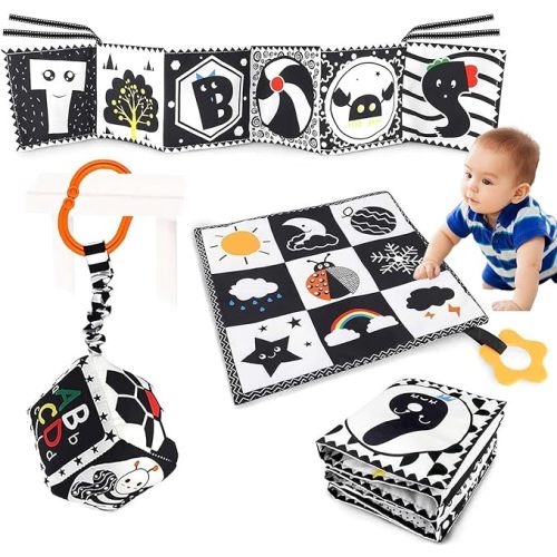 3 Pcs Baby Toys 0-3 Months Black and White High Contrast Newborn Toys, Montessori Toys for Babies 0-6 Months - Infant Tummy Time Sensory Soft Book Toys for Girls Boys Baby Gifts 0 6 9 12 Months : Amazon.com.au: Toys & Games