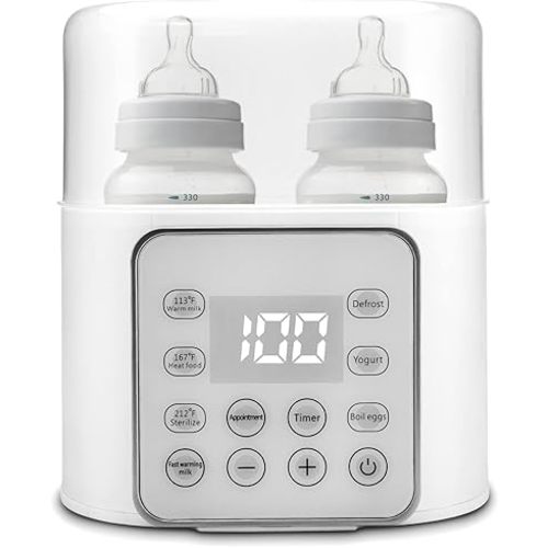 Baby Bottle Warmer 9-in-1 Multifuntion Breast Milk Warmer, Fast Baby Food Heater and Defrost Warmer with Timer for Twins, LCD Display Accurate Temperature Adjustment, 24H Constant Mode