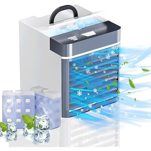 Portable Air Conditioners Fan, Mini Air Conditioner with 2 Ice Packs, 3 Speed Anti-leakage Water Personal Ice Air Cooler for Room Desk Office Home Tent（r02）