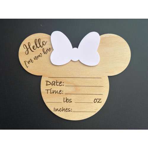 Disney inspired birth announcement/mouse birth announcement/bow
