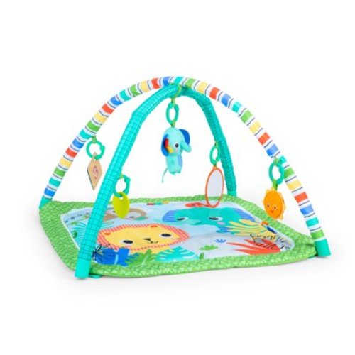 Bright Starts Wild Wiggles Baby Activity Gym & Play Mat, FoldAway Toy Bar, Newborn, Unisex (Green)