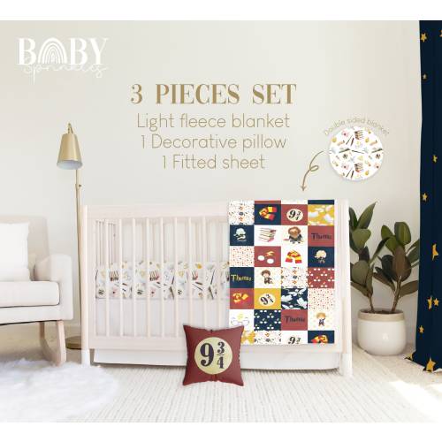 WIZARD BABY Crib Bedding Set, Fantasy Baby Crib Bedding, Baby Magic Nursery, Personalized Baby Blanket, Baby Boy Nursery