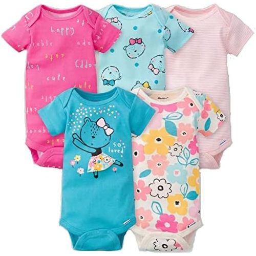 Gerber baby-girls 4-pack Short Sleeve Onesies Bodysuits