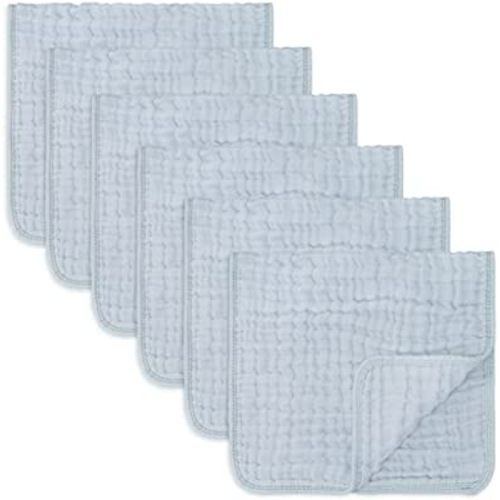 Comfy Cubs Muslin Burp Cloths Large 100% Cotton Hand Washcloths for Babies, Baby Essentials 6 Layers Extra Absorbent and Soft Boys & Girls Baby Rags for Newborn Registry (Slate, 6-Pack, 20" X10")