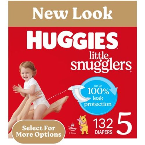 Huggies Little Snugglers Baby Diapers, Size 5 (27+ lbs), 132 Ct (2 Packs of 66) (Select for More)