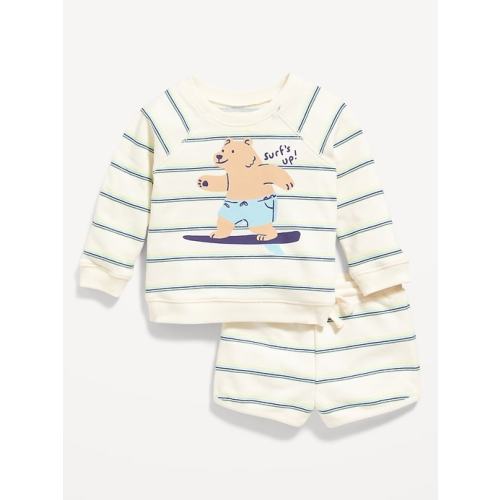 Unisex Crew-Neck Graphic Sweatshirt and Shorts Set for Baby