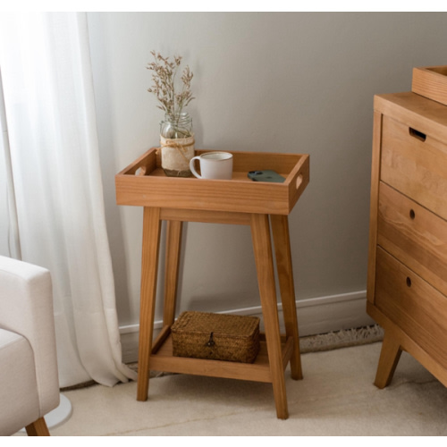 Retro Side Table in Hazelnut Solid Wood | Simply Nursery