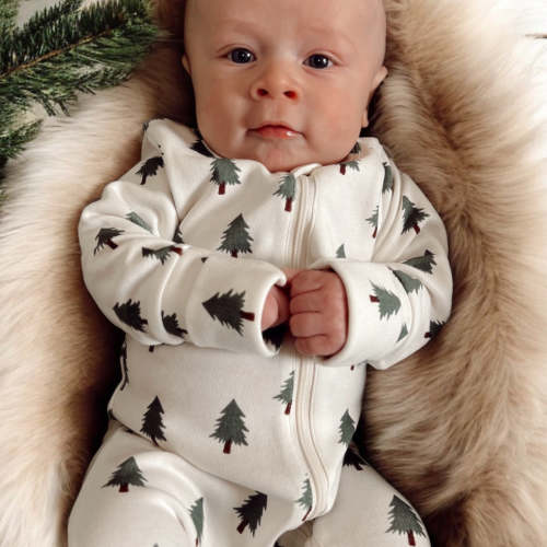 Trees / Organic 2-Way Zip Romper - Newborn