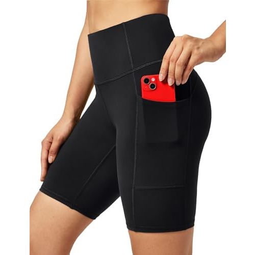 Ewedoos Biker Shorts Women Tummy Control Workout Shorts with 3 Pockets High Waisted Compression Gym Running Yoga Shorts Women