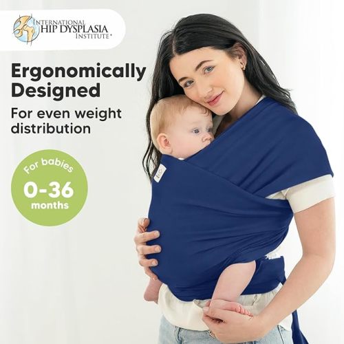 KeaBabies Baby Wrap Carrier - All in 1 Original Breathable Baby Sling, Lightweight,Hands Free Baby Carrier Sling, Baby Carrier Wrap, Baby Carriers for Newborn, Infant, Baby Wraps Carrier (Navy Blue) - One Size (Pack of 1)