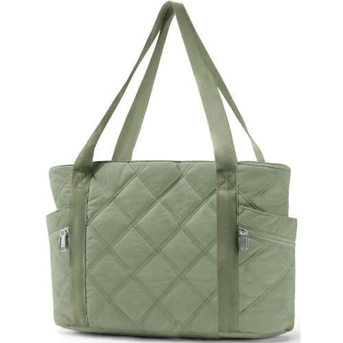 Gynky Tote Bag for Women Travel Bags Quilted Carry On Shoulder Bag for Travel Gym Weekend, Green