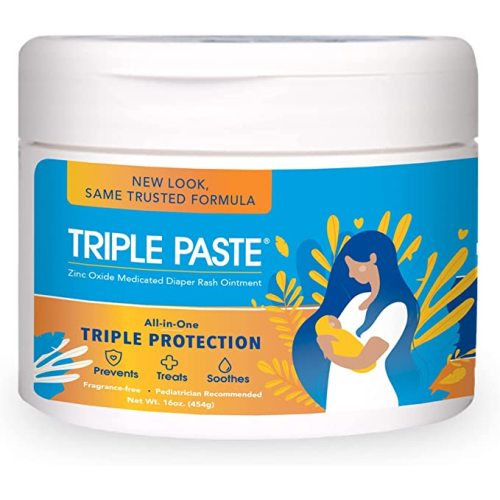 Triple Paste Diaper Rash Cream for Baby - 16 Oz Tub - Zinc Oxide Ointment Treats, Soothes and Prevents Diaper Rash - Pediatrician-Recommended Hypoallergenic Formula with Soothing Botanicals - 16 Ounce